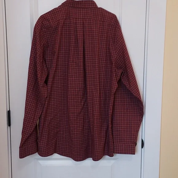 *Eddie Bauer Men's Burgundy Red with Black and Cream Checkered Shirt Size TXL - Picture 6 of 10